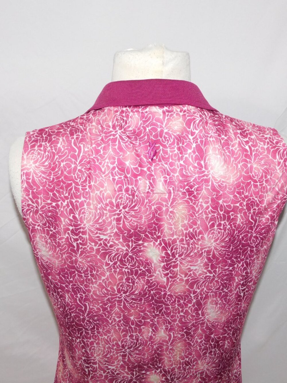 Nancy Lopez Purple White Floral Sleeveless V Neck Golf Polo Shirt Womens M - Picture 10 of 11